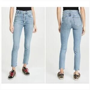 AGOLDE Nico Jeans - Distressed - Raw Hem - Blue Denim - Boho - Retro - Size 29